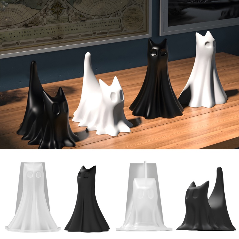 Resin Art Supplies - Ghost Cat Halloween Desktop Ornament Plaster