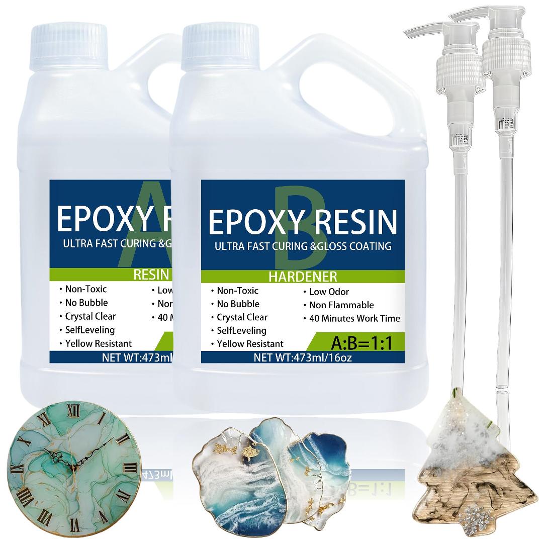 Resin Art Ratio - Epoxy Resin Kit 32OZ，Strong, Bubble-Free, Anti-Yellowing