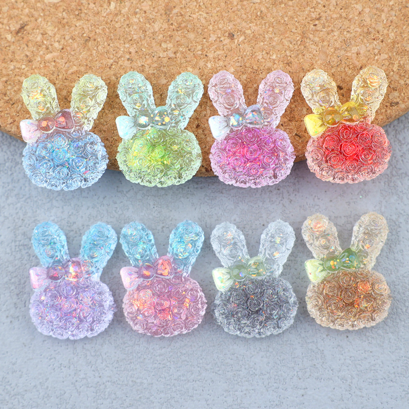 Resin Art Handmade - 5PCS 18*25mm Luminous Gradient Rabbit Resin