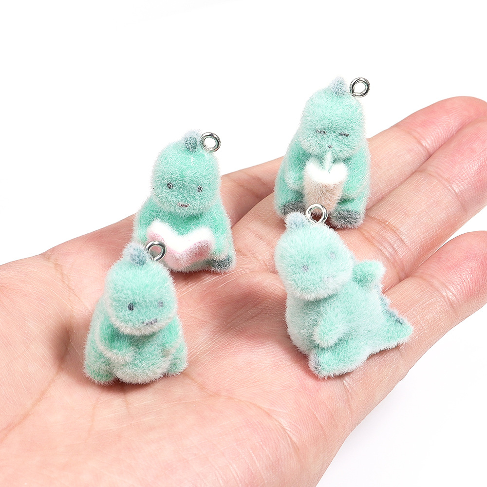 Resin Art Handmade - 4Pcs 3D Mini Dinosaur Pendant Fluffy