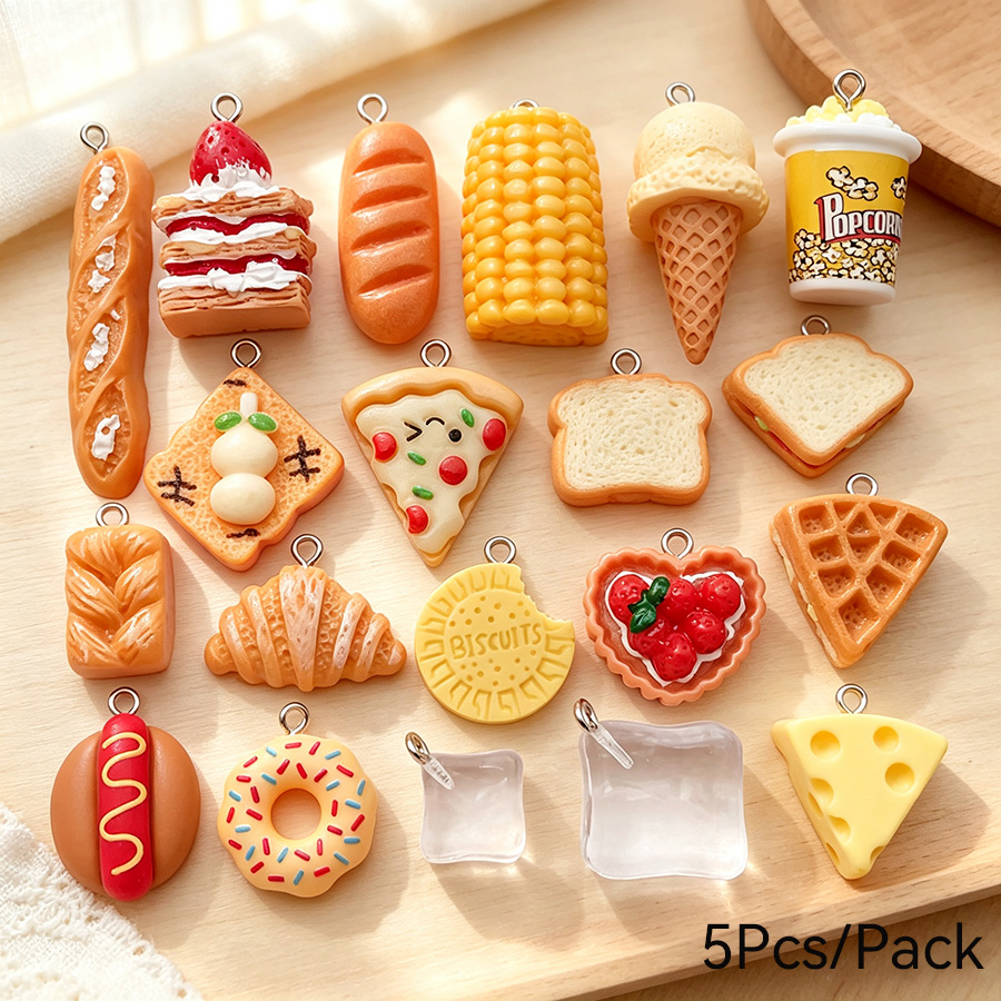 Resin Art Handmade - Simulated 5Pcs/Pack Resin Food Pendant Accessories