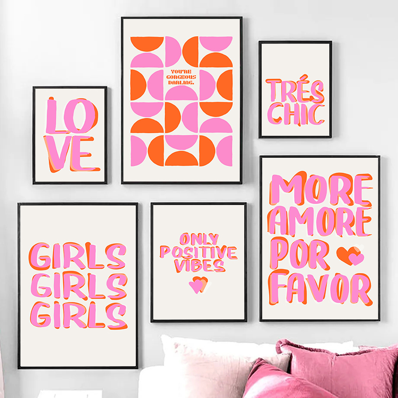 Resin Art Quote - Nordic Only Positive Vibes Girls Pink