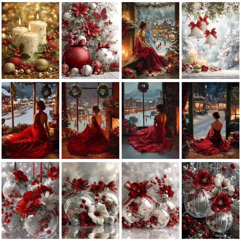 Resin Art On Canvas - CHENISTORY Coloring By Number Christmas Candle
