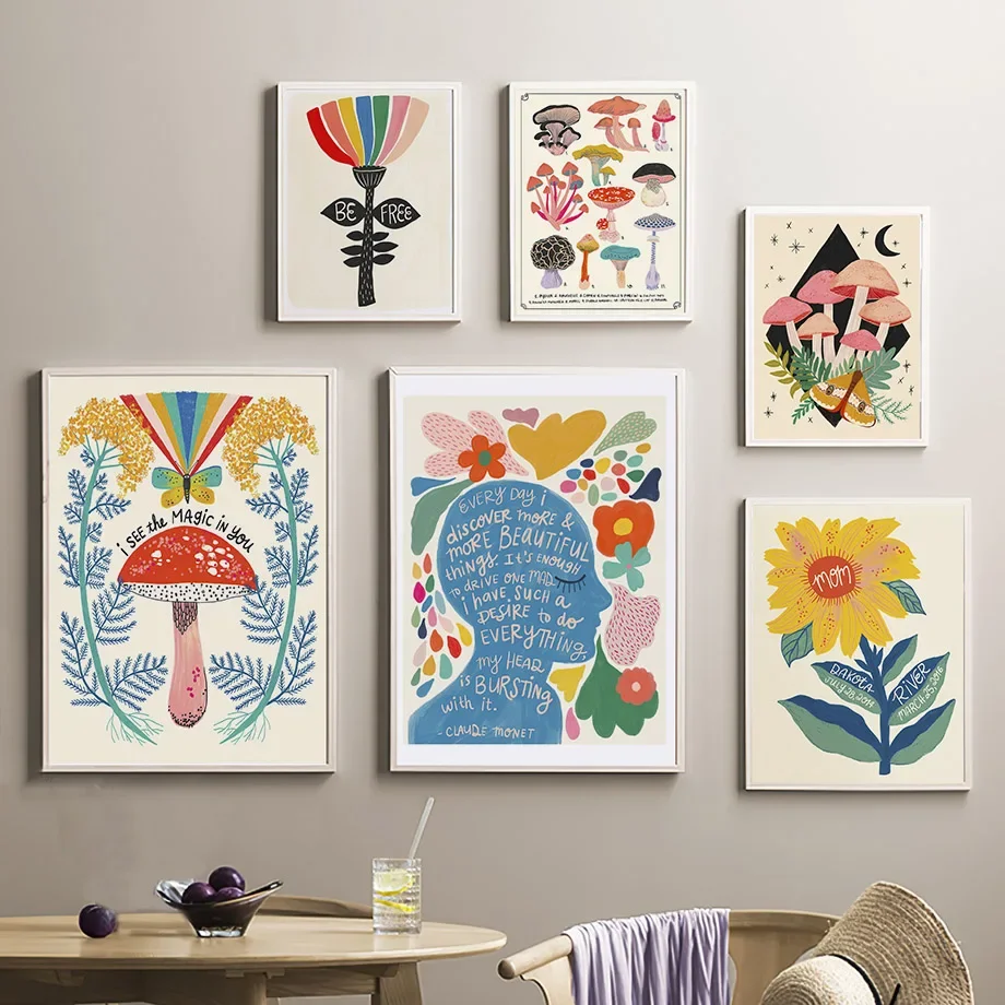 Resin Art Quote - Boho Mushroom Butterfly Sunflower Quote Abstract