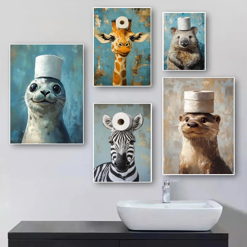 Cartoon Cute Funny Animals wit - Resin Art On Canvas review and price