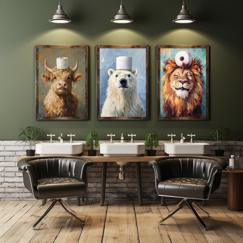 Cartoon Cute Funny Animals wit - Resin Art On Canvas review and price