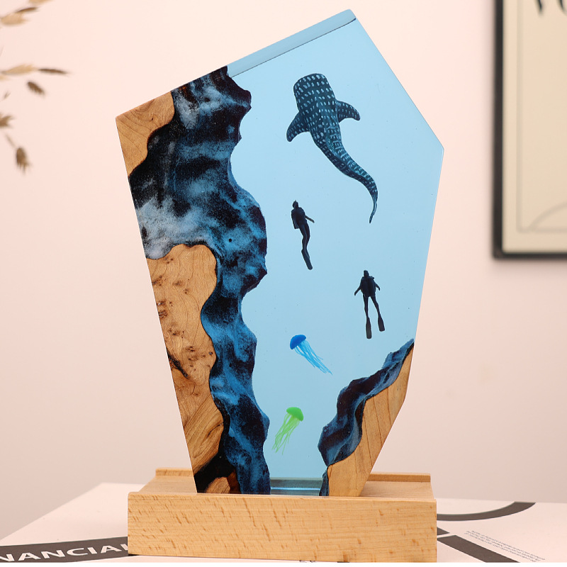 Resin Cave Whale Diver Desktop - Resin Art For Anniversary Gift review and price