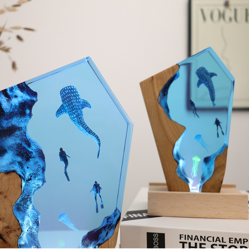 Resin Cave Whale Diver Desktop - Resin Art For Anniversary Gift review and price