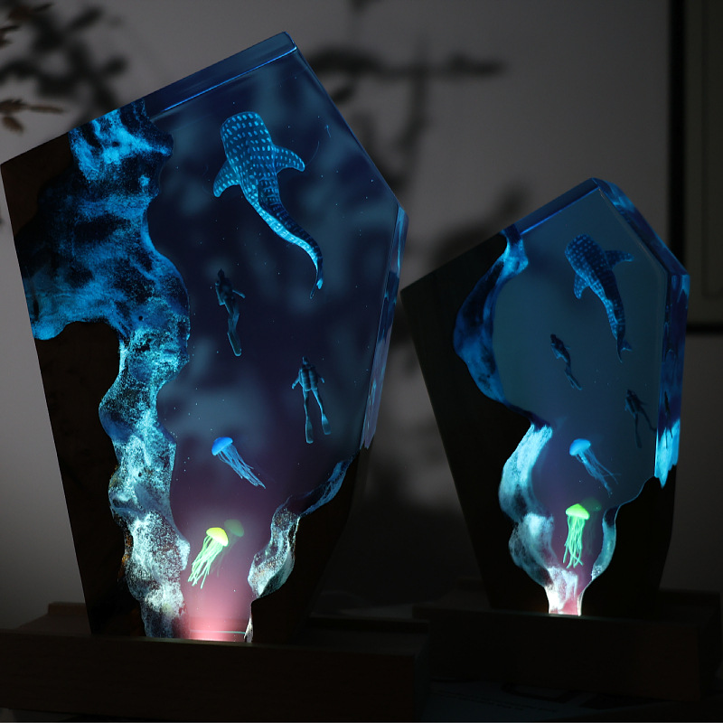 Resin Cave Whale Diver Desktop - Resin Art For Anniversary Gift review and price