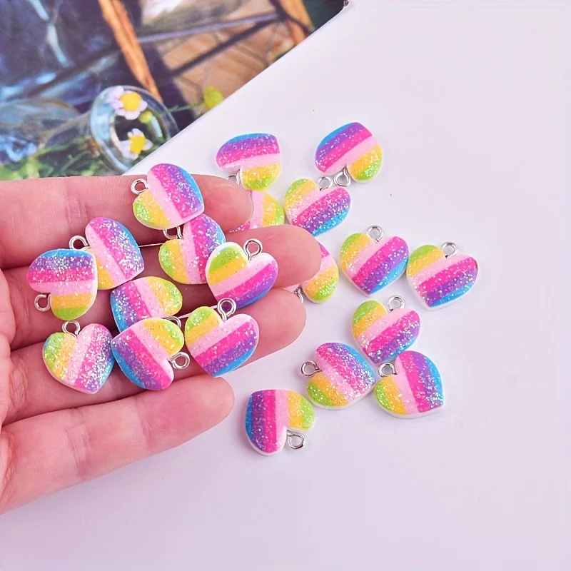 10Pcs Colorful Heart Resin Cha - Resin Art Handmade review and price