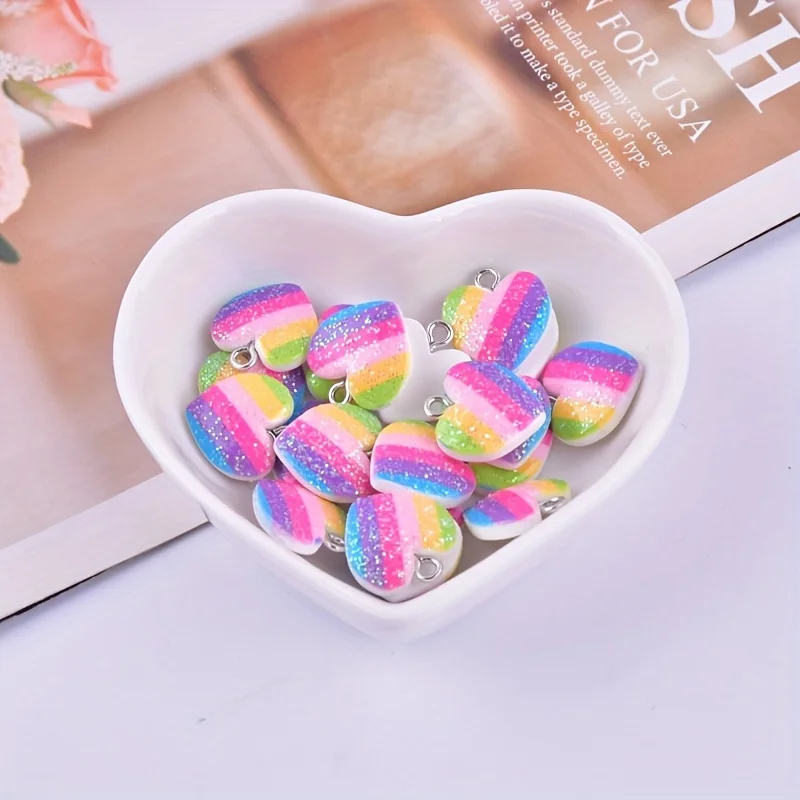 10Pcs Colorful Heart Resin Cha - Resin Art Handmade review and price