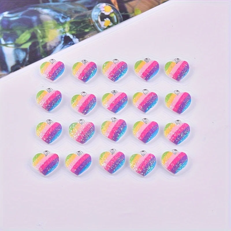 10Pcs Colorful Heart Resin Cha - Resin Art Handmade review and price