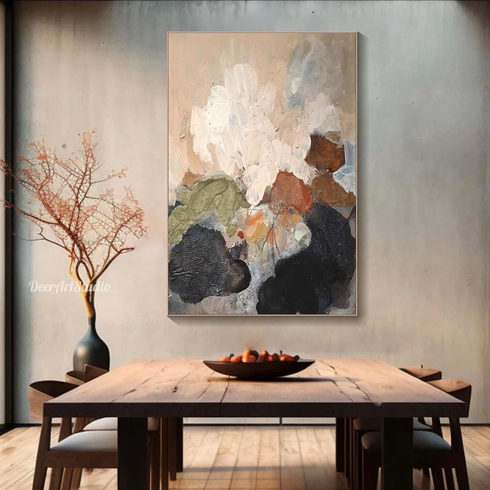 Mhemyo Earth Tone Minimalist A - Resin Art On Canvas review and price