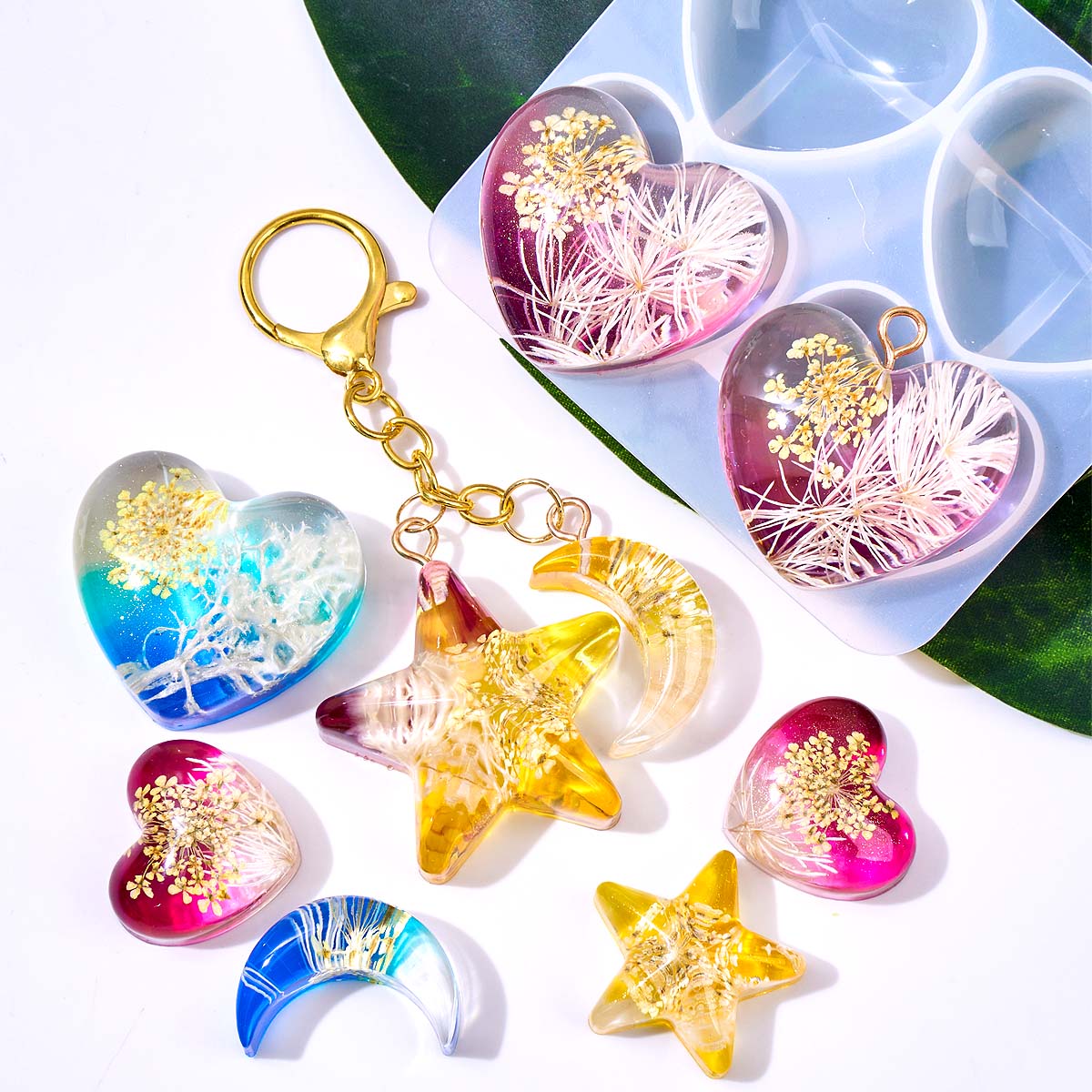 Heart Star Moon Pendant Silico - Resin Art Supplies review and price