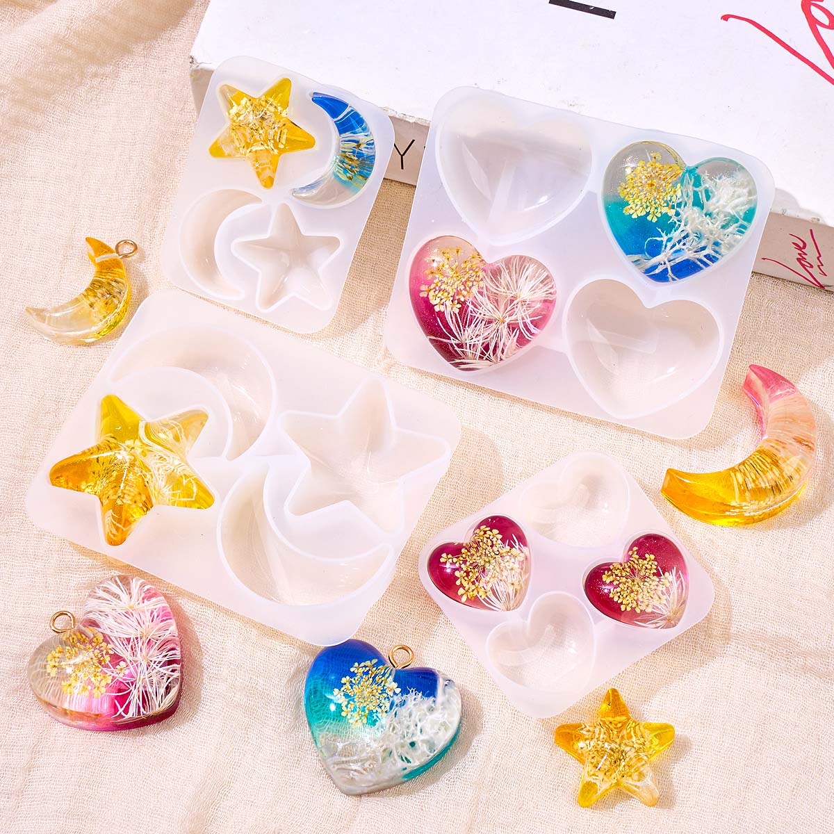 Heart Star Moon Pendant Silico - Resin Art Supplies review and price