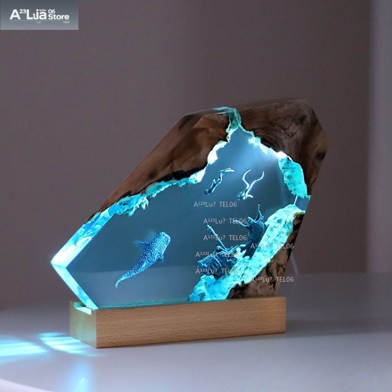 Wood Resin Night Light Ocean A - Resin Art Ocean review and price
