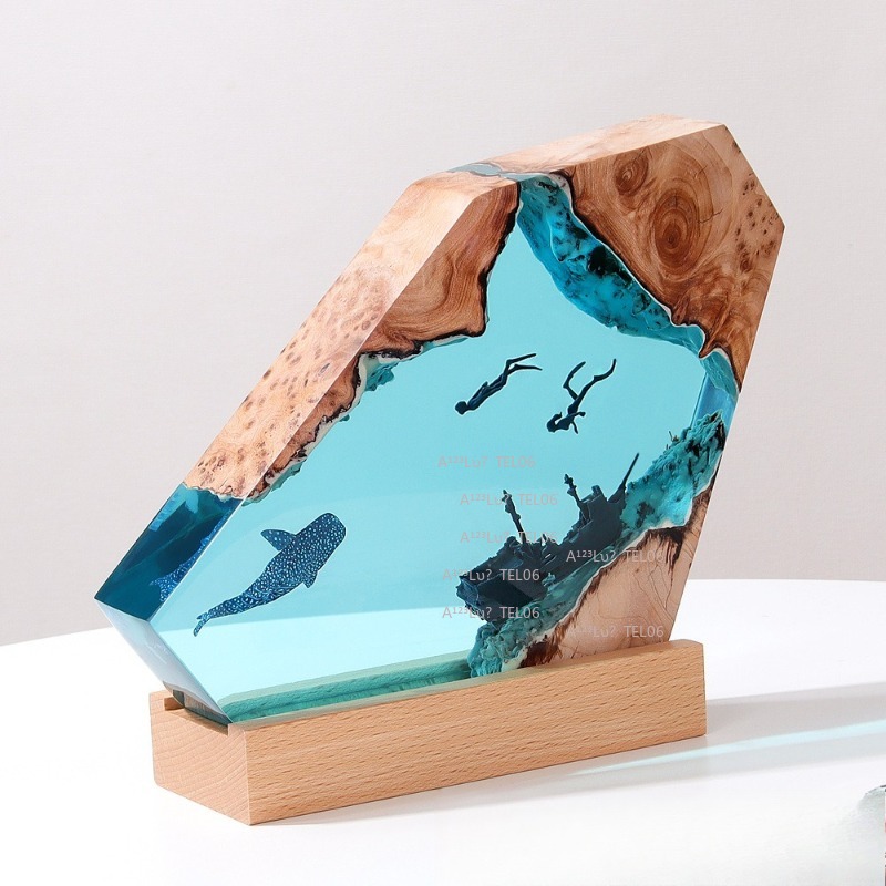 Wood Resin Night Light Ocean A - Resin Art Ocean review and price