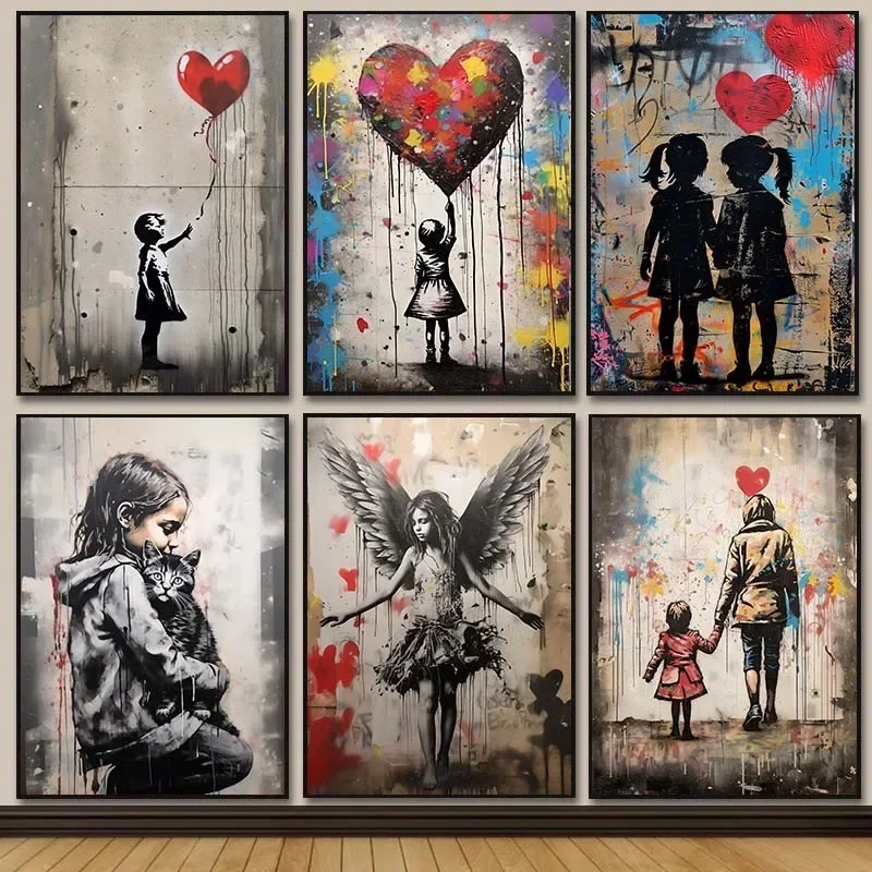 Banksy Graffiti Boy Girl with  - Resin Art On Canvas review and price