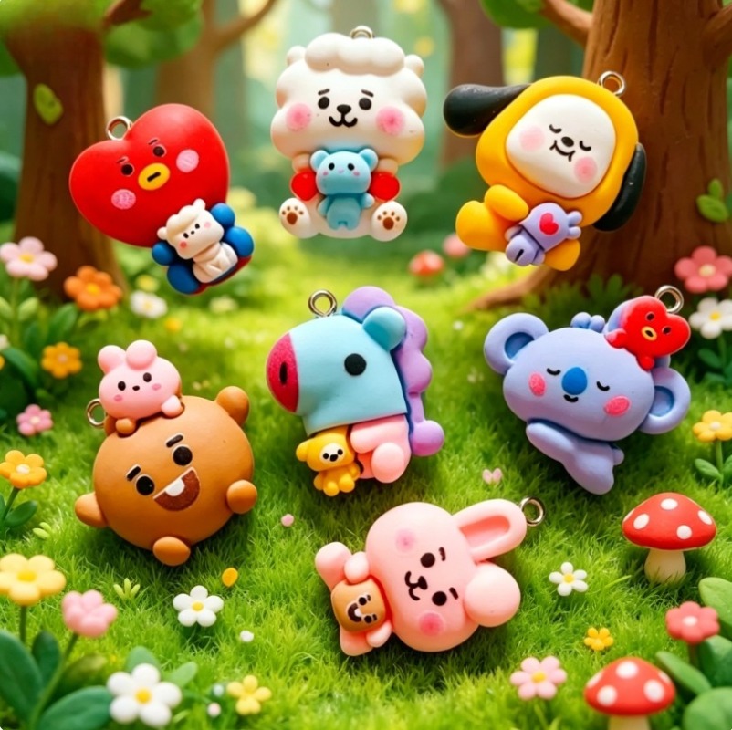 7pcs BT21 Resin Cartoon Charm  - Resin Art Handmade review and price