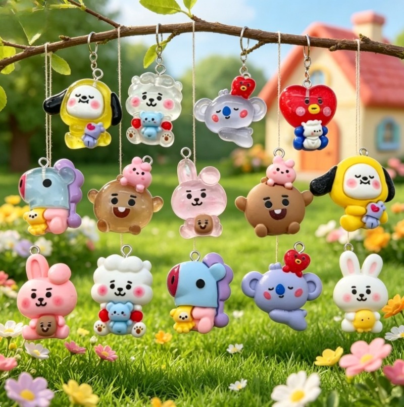 7pcs BT21 Resin Cartoon Charm  - Resin Art Handmade review and price