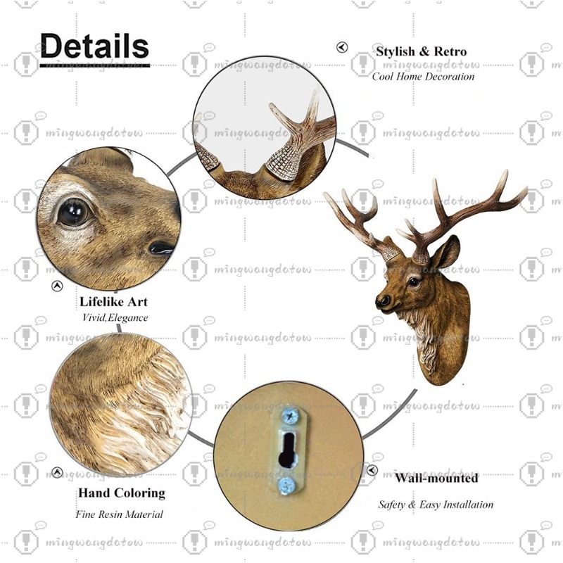Faux Deer Head 17 inch Faux An - Resin Art Handmade review and price