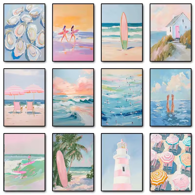 Pink Watercolor Ocean Waves Se - Resin Art Ocean review and price